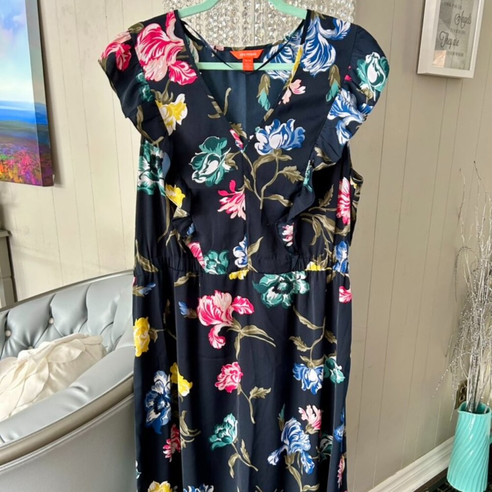 Joe Fresh Navy Floral Midi Dress Sz XL